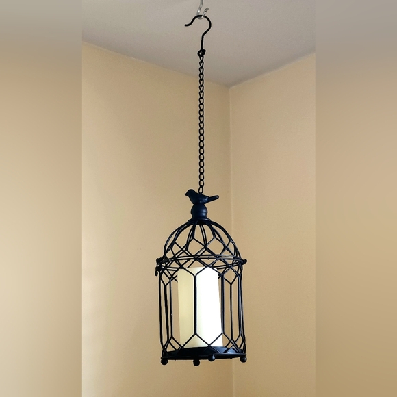 Gothic Black Bedside Wall Mirror Set with Candle Holder & Bird Cage with Candle - Picture 7 of 8